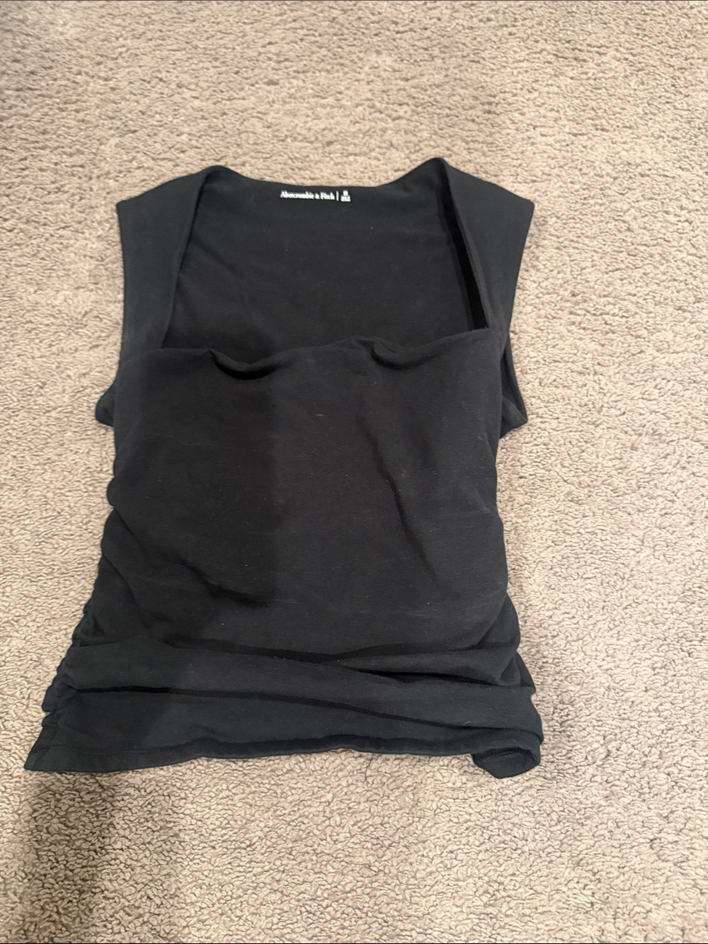 Abercrombie & Fitch Black Square-Neck Ribbed Tank